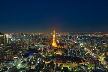 Tokyo Tower at night in Tokyo Japan