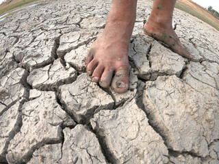Feet on a dry area