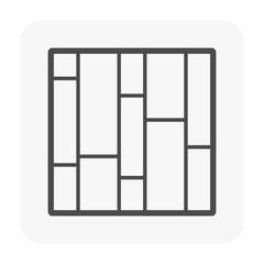 Random floor pattern vector icon. For paving finishing and landscaping decoration material i.e. wood, tile, stone and paver block floor. For home building interior, exterior and outdoor.