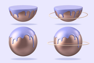 Lovely bronze planet set