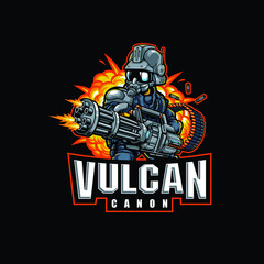 Robot holder vulcan cannon esport logo © cithu studio