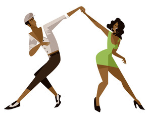 happy rumba salsa dancers couple