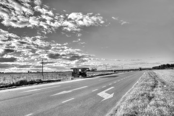 Landscape  Road and pasture firlds in Argentina                                       