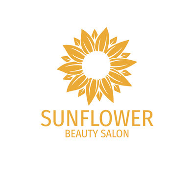yellow sunflower vector logo design concept in white background