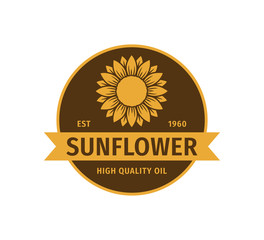 sunflower oil product label vector logo design concept in yellow and brown color