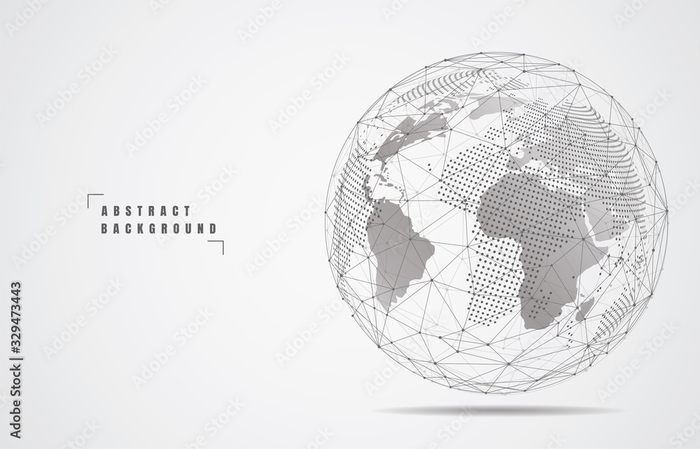 Poster global network connection. world map point and line composition concept of global business. vector i