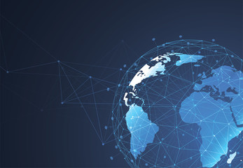 Global network connection. World map point and line composition concept of global business. Vector Illustration