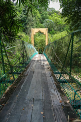 The hanging wooden bridge at the top of lata kinjang waterfall Chenderiang Tapah Perak. Photo taken on the 8th March 2020.