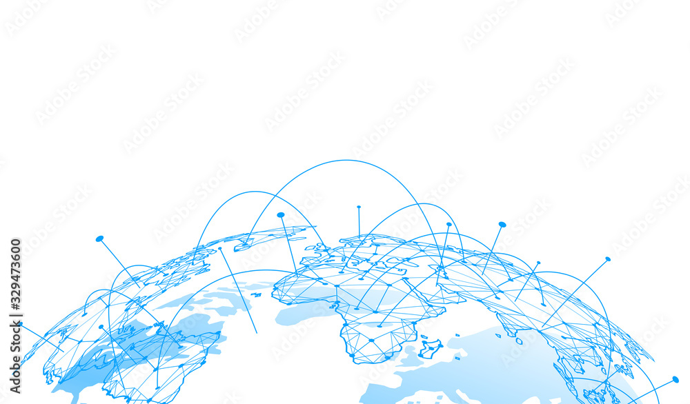 Poster global network connection. world map point and line composition concept of global business. vector i