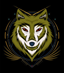 The wolf illustration, head wolves logo.