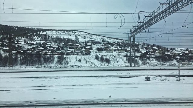 Trans-Siberian Railway Town Of Ust-Katav. Hillside Village In Russia.