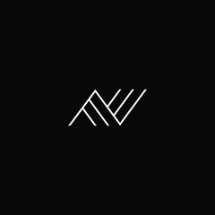 Title: Minimal elegant monogram art logo. Outstanding professional trendy awesome artistic MW WM NM N NW WN initial based Alphabet icon logo. Premium Business logo White color on black background