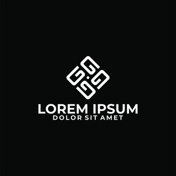 Initial letter G or G4 logo template with rounded square symbol in flat design monogram illustration