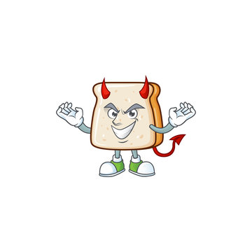 Cartoon picture of slice of bread in devil cartoon character design