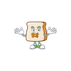 Slice of bread cartoon character design concept showing silent gesture