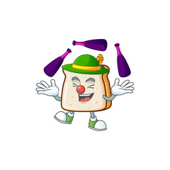 Slice of bread cartoon character concept love playing Juggling