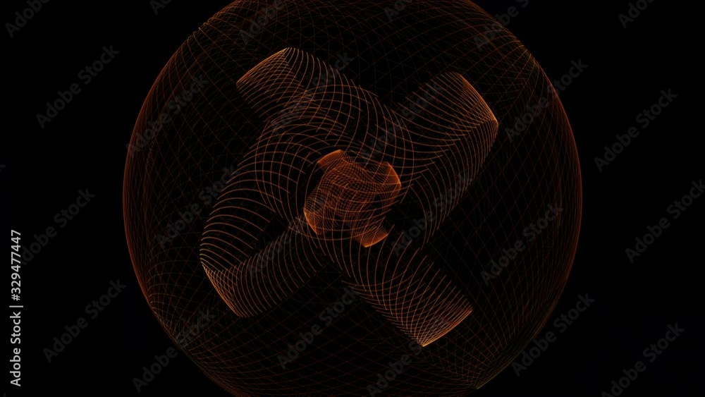 Wall mural slowly evolving rotating wireframe globe on black background