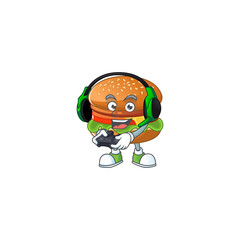 An adorable hamburger in Sailor cartoon character with white hat