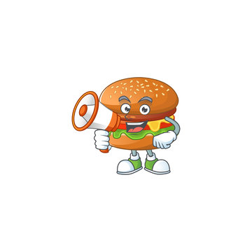 A picture of hamburger with a megaphone