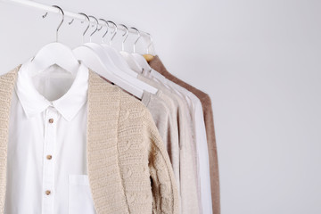 Spring clothes hanging on a rack