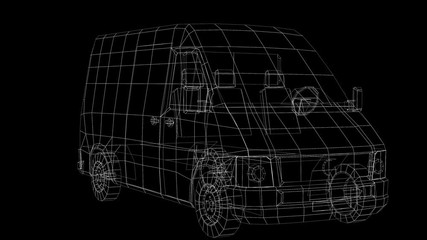 3D Car Van Wireframe 4K - Powered by Adobe