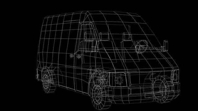 3D Car Van Wireframe 4K
