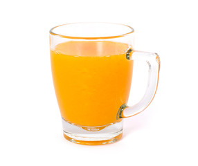 Glass of orange juice isolated on white background.
