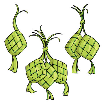 Illustration of cute cartoon ketupat or rice dumpling.