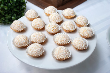 Delicate cupcakes served on table to celebrate children's party, beautiful culinary details full of color and flavor, elegant presentation in Guatemala.