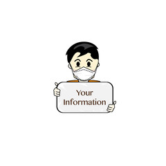 cartoon people information worker mask protection graphic