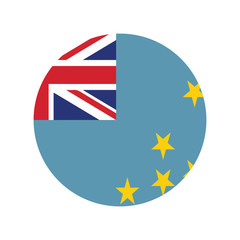 Tuvalu flag round bright icon vector Illustration, Vector Tuvaluan flag button.