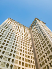 Obraz premium Tangerang, Indonesia - 6th Sep 2019: Frog eye view of M Town Residences apartment buildings in Gading Serpong, Tangerang, Indonesia. It is a luxury residential area.