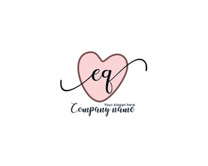 Letter EQ handwrititing logo with a beautiful template
