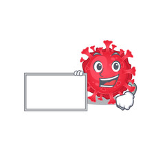 Coronavirus substance with board cartoon mascot design style