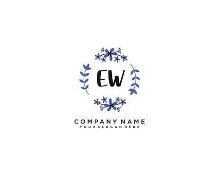 Letter EW handwrititing logo with a beautiful template