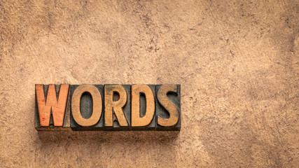 words - abstract in vintage wood type