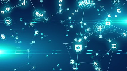 People connected on the internet via Social media network icons connections - Powered by Adobe