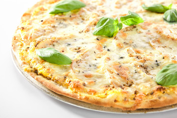 Sweet Dessert Pizza or Brazilian Pizza with Pear, Nuts and Gorgonzola