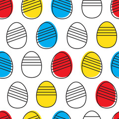 Pattern of multi-colored striped Easter eggs