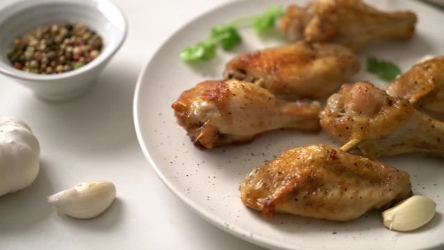 grilled chicken wings barbecue with pepper and garlic