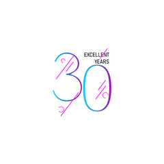 30 Years Anniversary Celebration Elegant Number Vector Template Design Illustration