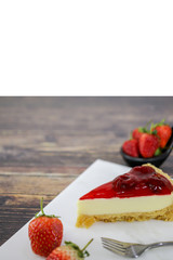 Homemade Dessert Strawberry Cheesecake, Organic Fruit for Healthy.