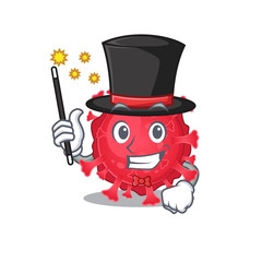 Charming coronavirus substance cartoon design performance as a Magician style