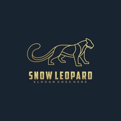Vector Logo Illustration Snow Leopard Gradient Line Art Style.