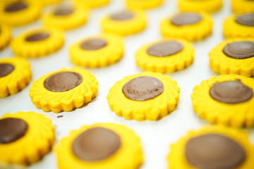 A Tart Chocolate dough on a tray ready to bake