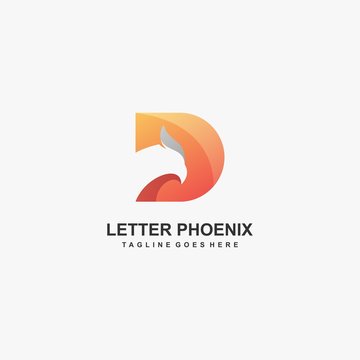Vector Logo Illustration Letter with Bird Negative space Style.