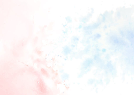 Watercolor abstract background in blue and pink colors. Watercolor illustration, handmade