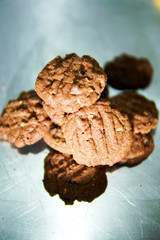 Chocolate cookies on a tray