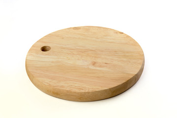 Wooden cutting board isolated on a white background