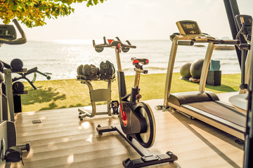 Outdoor fitness equipment on the coast